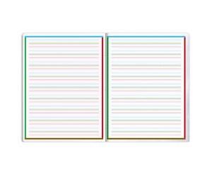 Cahier d'écriture piqué spécial Dys 17x22 cm 48 pages cadre et lignes 4 couleurs Interligne 3 mm - Assortis