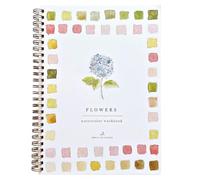 Cahier d'exercices aquarelle Fleurs par Emily Lex Studio, 12 illustrations esquissées adaptées aux débutants, pages spiralées qui restent plates, 16,5 x 22,9 cm, papier aquarelle 120lb