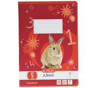 Cahier Herlitz format A5, papier sans bois, quadrillé, 80 g/m², 32 feuilles, blanc A5 Linéature 05