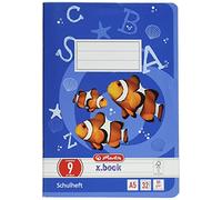 Cahier Herlitz format A5, papier sans bois, quadrillé, 80 g/m², 32 feuilles, blanc Linéature 09