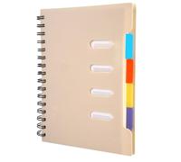 Cahier Ligné avec Intercalaires Amovibles, Cahier Intercalaire A5 Journal | avec 4 Onglets de Couleur, Carnet Journal Bloc Notes à Spirales Couverture Rigide PVC pour L'école, Travail, Bureau (Beige)