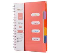 Cahier Ligné avec Intercalaires Amovibles pour L'école, Travail, Bureau | Cahier Intercalaire A5 Journal avec 4 Onglets de Couleur, Carnet Journal Bloc Notes à Spirales Couverture Rigide PVC (Rose)