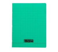 Cahier d'écriture piqué 8000 POLYPRO 17x22 cm 32 pages grands carreaux 2,5mm 90 g - Vert