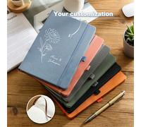Cahier minimaliste personnalisé, cahier à motif personnalisé, options multicolores, avec sangle de marque-page et sangle de couverture, personnalisez le texte et le nom, convient pour les affaires, ex