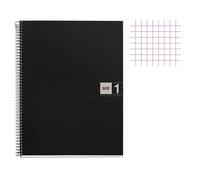 Miquelrius Bloc-notes 2473 A4 petits carreaux 80 pages couverture polypro noir à spirale