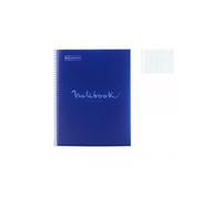 Cahier Notebook à spirale A4 couverture polypro Grands carreaux Seyès perforé bleu marine