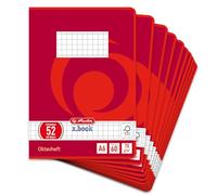 Cahier Oktavheft Herlitz A6, 60 pages, FSC Mix, 10 pièces A carreaux rot