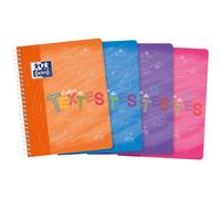 Cahier Oxford de textes 17x22cm grands carreaux Seyès 148 pages reliure spirale couverture polypro coloris assortis