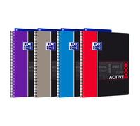 Cahier Oxford Etudiants Activebook A4+ grands carreaux Seyès 160 pages reliure spirale couverture polypro coloris assortis