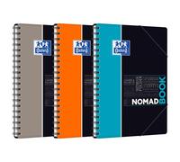 Cahier Oxford Etudiants Nomadbook B5 grands carreaux Seyès 160 pages reliure spirale couverture polypro coloris assortis