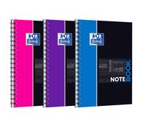 Cahier Oxford Etudiants notebook B5 ligné 7mm 160 pages reliure spirale couverture carte polypro coloris assortis