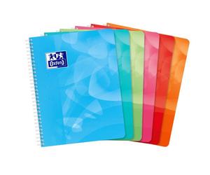 Cahier Oxford Lagoon 17x22cm grands carreaux Seyès 100 pages reliure spirale couverture polypro coloris assortis