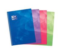 Cahier Oxford Lagoon A4 grands carreaux Seyès 160 pages reliure spirale couverture polypro coloris assortis