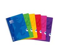 Cahier Oxford OpenFlex 1A4 grands carreaux Seyès 100 pages reliure spirale couverture polypro coloris assortis
