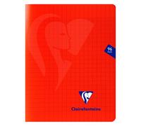 Cahier piqué Clairefontaine Mimesys - 17 x 22 cm - grands carreaux - 96 pages - rouge