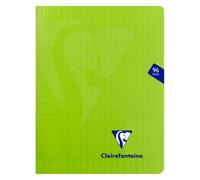 Cahier piqué Clairefontaine Mimesys - 17 x 22 cm - grands carreaux - 96 pages - vert