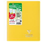 Cahier piqué Koverbook 17x22 cm 96 pages grands carreaux couverture polypropylène opaque 100% recyclé - Jaune