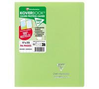 Cahier piqué Koverbook 17x22 cm 96 pages grands carreaux couverture polypropylène opaque 100% recyclé - Vert