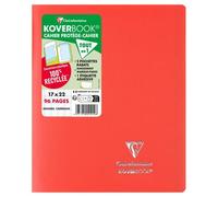 Cahier piqué Koverbook 17x22 cm 96 pages grands carreaux couverture polypropylène opaque 100% recyclé - Rouge