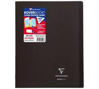 Cahier piqué Koverbook 24x32 cm 48 pages grands carreaux couverture polypropylène transparent - Gris