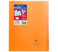 Cahier piqué Koverbook 24x32 cm 48 pages grands carreaux couverture polypropylène transparent - Orange