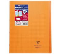 Cahier piqué Koverbook 24x32 cm 48 pages petits carreaux + marge couverture polypropylène transparent - Orange