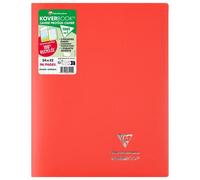 Cahier piqué Koverbook 24x32 cm 96 pages grands carreaux couverture polypropylène opaque 100% recyclé - Rouge