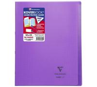 Cahier piqué Koverbook 24x32 cm 96 pages petits carreaux + marge couverture polypropylène transparent - Violet
