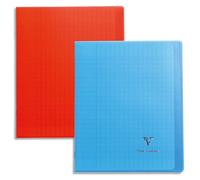 Cahier piqué Koverbook 24x32cm 48 pages grands carreaux couverture polypropylène transparent - Assortis