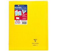 Cahier piqué Koverbook 24x32cm 48 pages grands carreaux couverture polypropylène transparent - Jaune