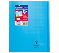 Cahier piqué Koverbook 24x32cm 48 pages petits carreaux + marge couverture polypropylène transparent - Bleu