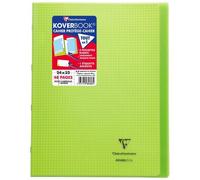 Cahier piqué Koverbook 24x32cm 48 pages petits carreaux + marge couverture polypropylène transparent - Vert