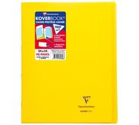 Cahier piqué Koverbook 24x32cm 96 pages petits carreaux couverture polypropylène transparent - Jaune