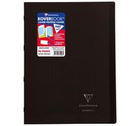 Cahier piqué Koverbook A4 96 pages grands carreaux couverture polypropylène transparent - Gris