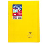Cahier piqué Koverbook A4 96 pages grands carreaux couverture polypropylène transparent - Jaune