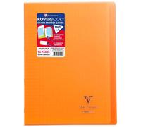 Cahier piqué Koverbook A4 96 pages grands carreaux couverture polypropylène transparent - Orange