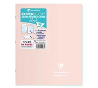 Cahier piqué Koverbook Blush 17x22cm 96 pages grands carreaux couverture polypropylène opaque bicolore - Rose poudré/Menthe à l'eau
