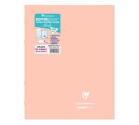 Cahier piqué Koverbook Blush 24x32cm 96 pages grands carreaux couverture polypropylène opaque bicolore - Corail/Bleu givré