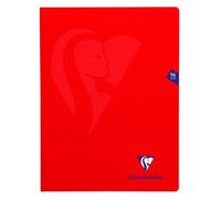 Cahier piqué Mimesys Clairefontaine - 24 x 32 cm - grands carreaux - 96 pages - rouge