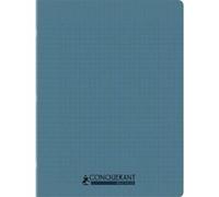 Cahier recyclé et recyclable, 96 pages seyès 90 g, couverture polypropylène bleu, format 24 x 32 cm CONQUERANT - bleu