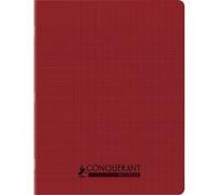 Cahier recy t recyclable, 96 pages seyès 90 g, couverture polypropylène rouge, format 17 x 22 cm CONQUERANT - rouge
