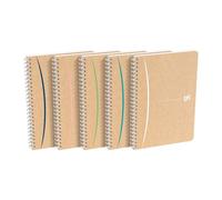 Cahier recyclé spirale Oxford Touareg A5 14,8 x 21 cm - petits carreaux - 100 pages