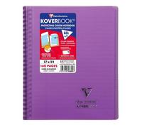 Cahier reliure intégrale enveloppante Koverbook 17x22cm 160 pages ligné + marge couverture polypropylène transparent - Violet