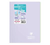 Cahier reliure intégrale enveloppante Koverbook A4 160 pages ligné + marge couverture polypropylène transparent - Lilas/Vert tilleul