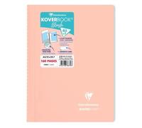 Cahier reliure intégrale enveloppante Koverbook A4 160 pages ligné + marge couverture polypropylène transparent - Corail/Bleu givré