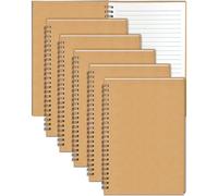 Cahier Spirale A5, Lot de 6 Carnet de Notes 60 Feuilles Lignée 21x14,5cm | Couverture Kraft Brun Carnet Spirale Petit Cahier Bloc Note pour Cadeau Écriture École Bureau