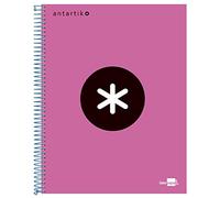 Cahier Spirale Liderpapel Série Antartik A4 210X297Mm 120F 100G/M2 Quadrillage 5Mm 4 Trous Coil-Lock Rose Fluo