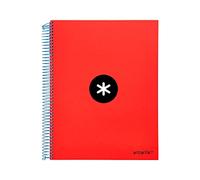 Cahier Spirale Liderpapel Série Antartik A4 210X297Mm 120F 100G/M2 Quadrillage 5Mm 4 Trous Coil-Lock Rouge