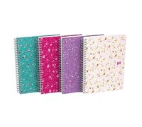 Cahier spirale Oxford Flowers - A5 14,8 x 21 cm - blanc ligné - 120 pages