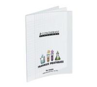 CONQUERANT Cahier de Travaux Pratiques 17x22cm Grands Carreaux Seyès/Uni Blanc 64 Pages Agrafées Couverture Polypro Incolore